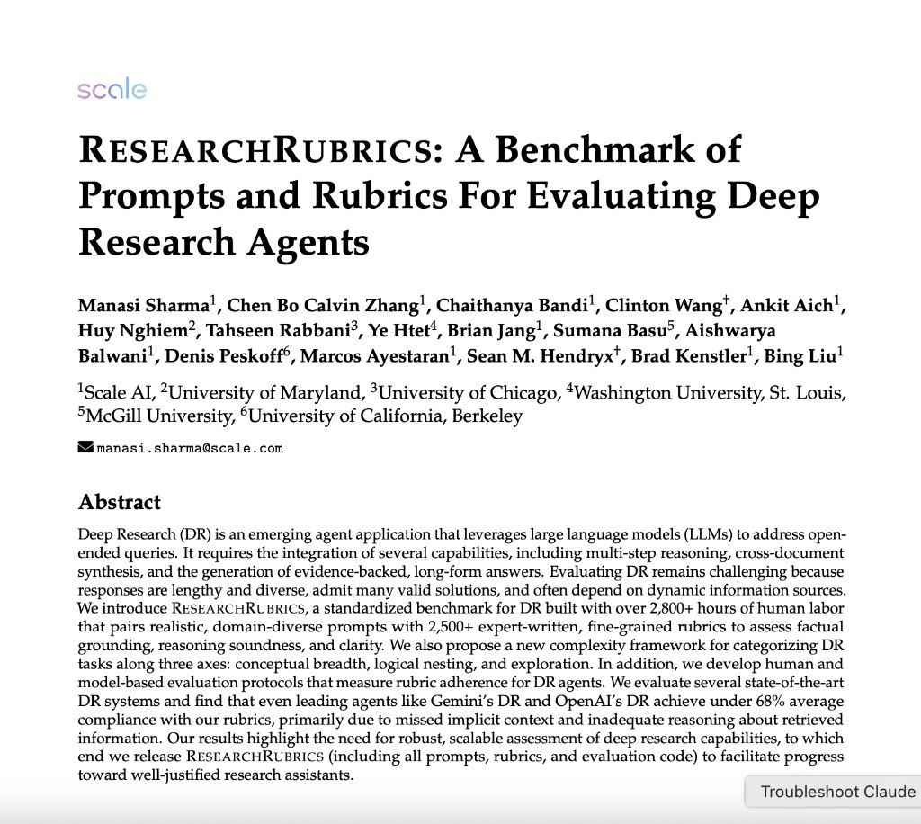 ResearchRubrics: A Benchmark of Prompts and Rubrics For Evaluating Deep Research Agents